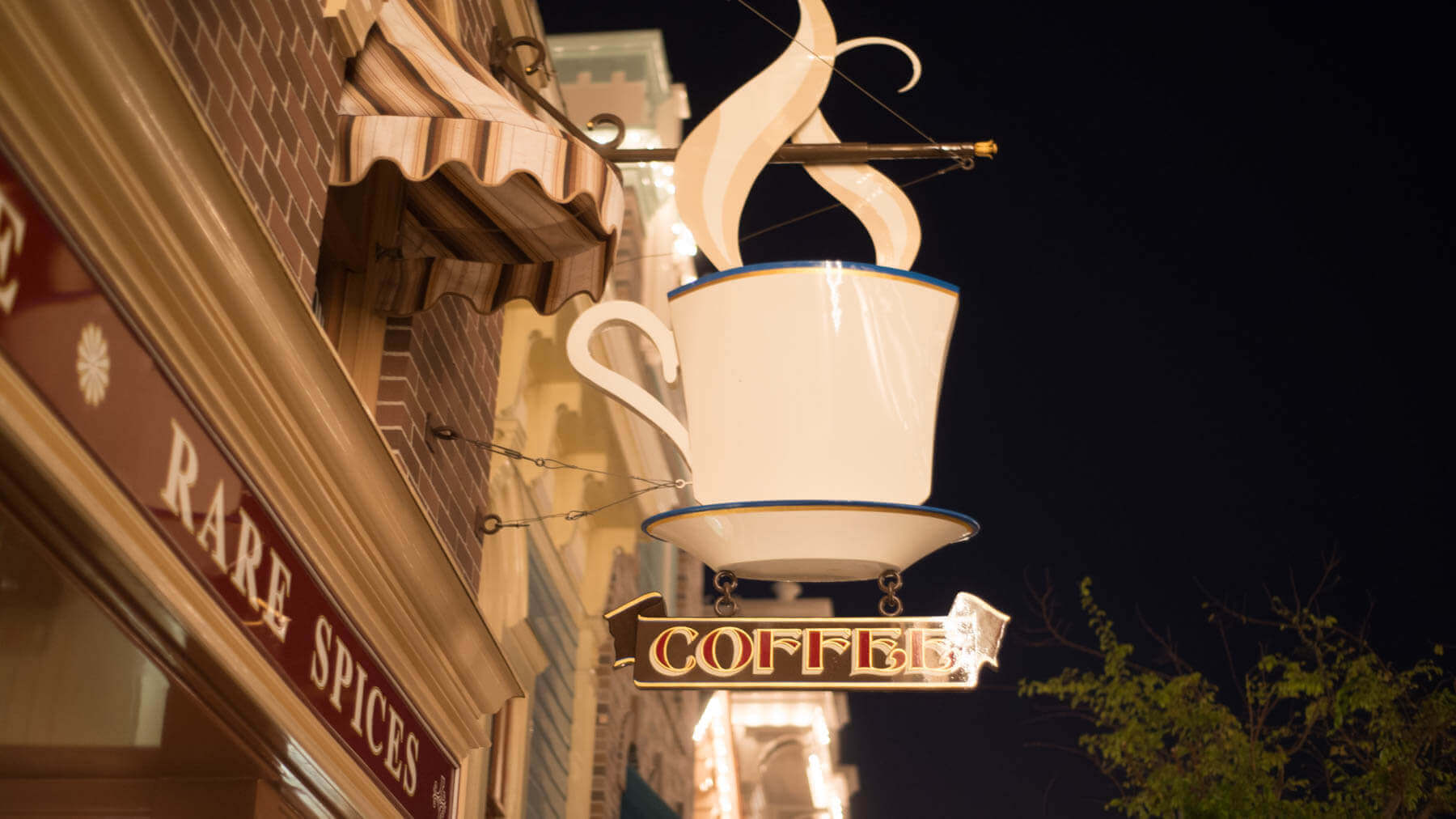 Coffee Sign on Main Street | Where to Find Good Coffee at Disneyland