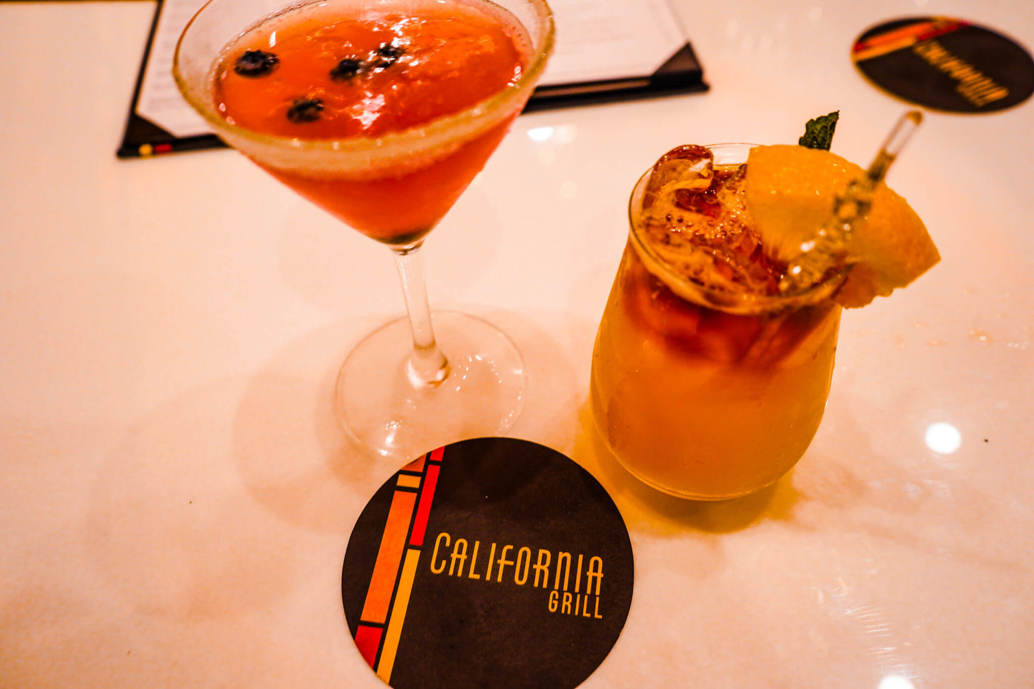 California Grill Blueberry Martini and Coaster The Contemporary at Disney World