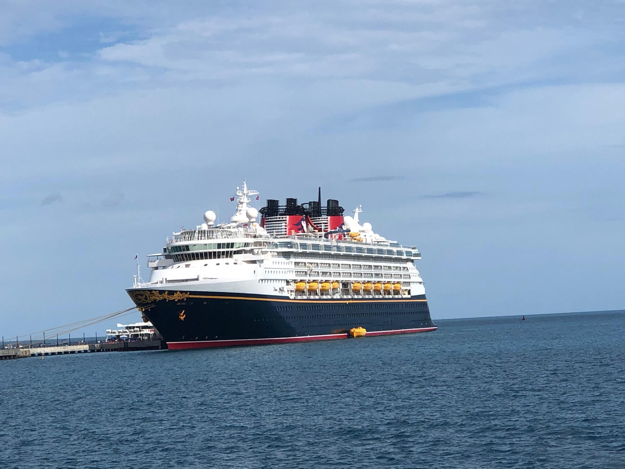 Disney Cruise Ship seen from the harbor on the ocean